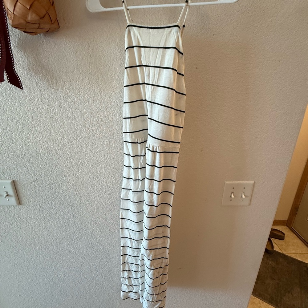 Lou & Grey White and Black Striped Midi Dress